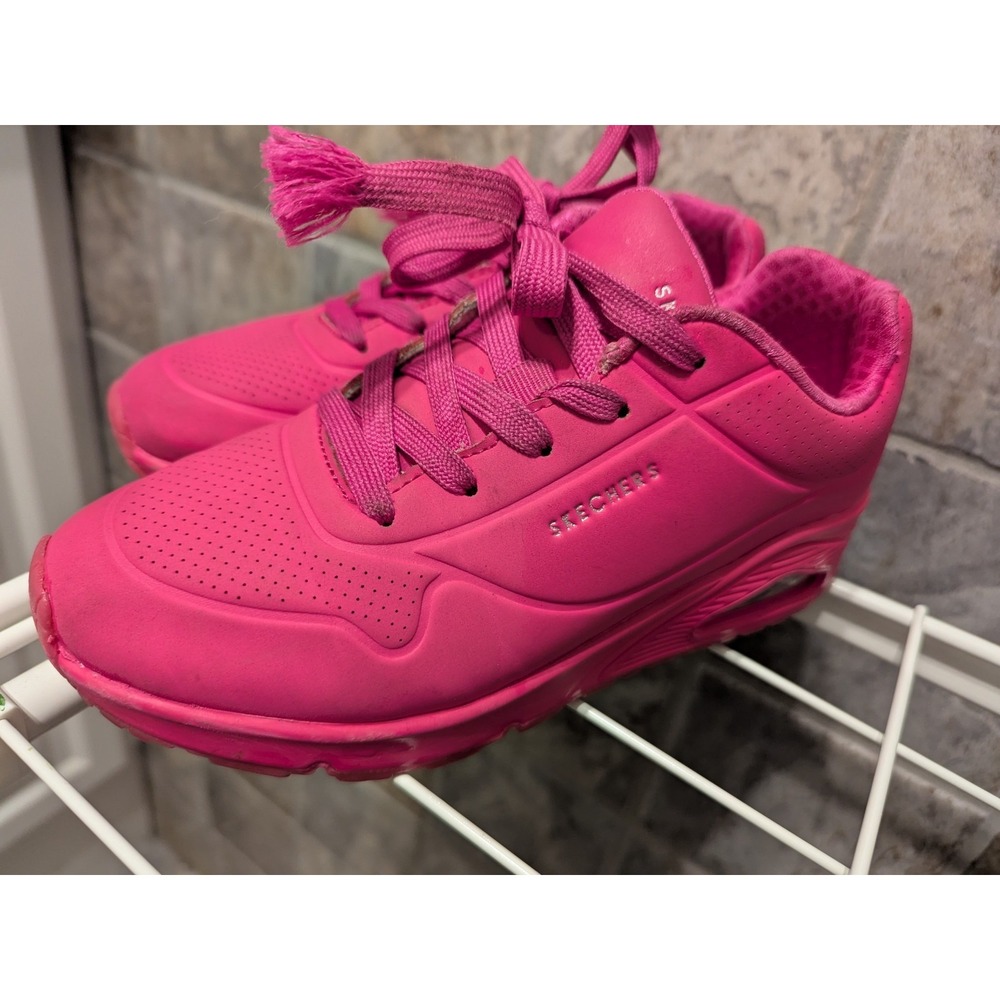 Skechers Girls Uno Night‎ Shades Lace Up Casual Sneaker Shoes Pink Size 2.5